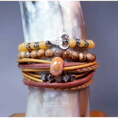 Warm geel en bruin leren set Warm geel en bruin leren set